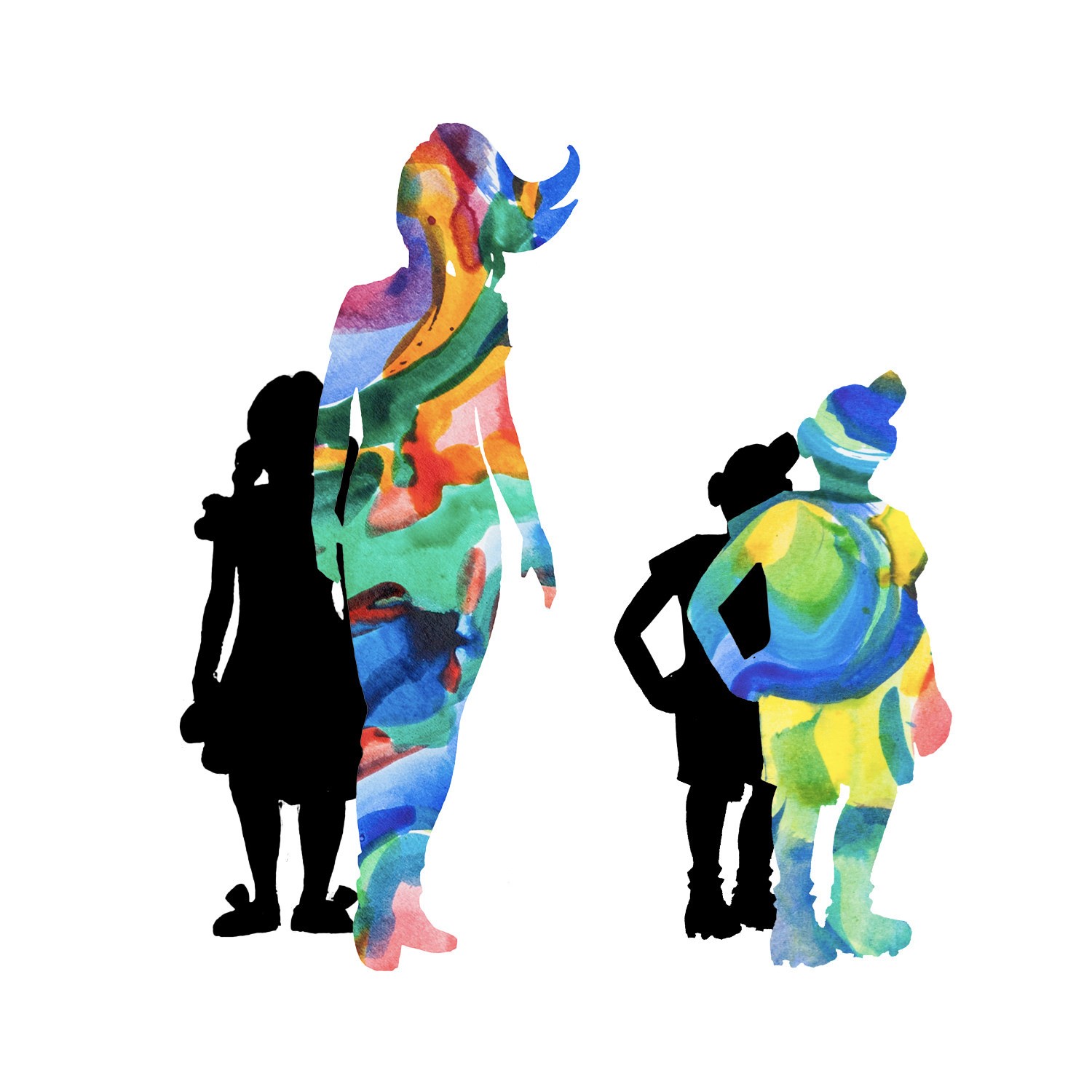 Grafik: Menschliche Silhouetten in bunten Farben